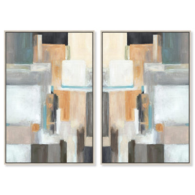 Shaped Slice Set Canvas Print Modern Wall Art Set by Art Remedy, Silver Frame, 20 x 30