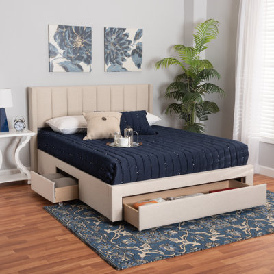 Valirie Upholstered Wingback Storage Bed