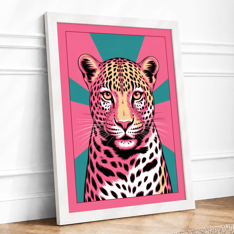 Pop Leopard Modern - Framed Print, A4 - 29.7 x 21.0 cm, White