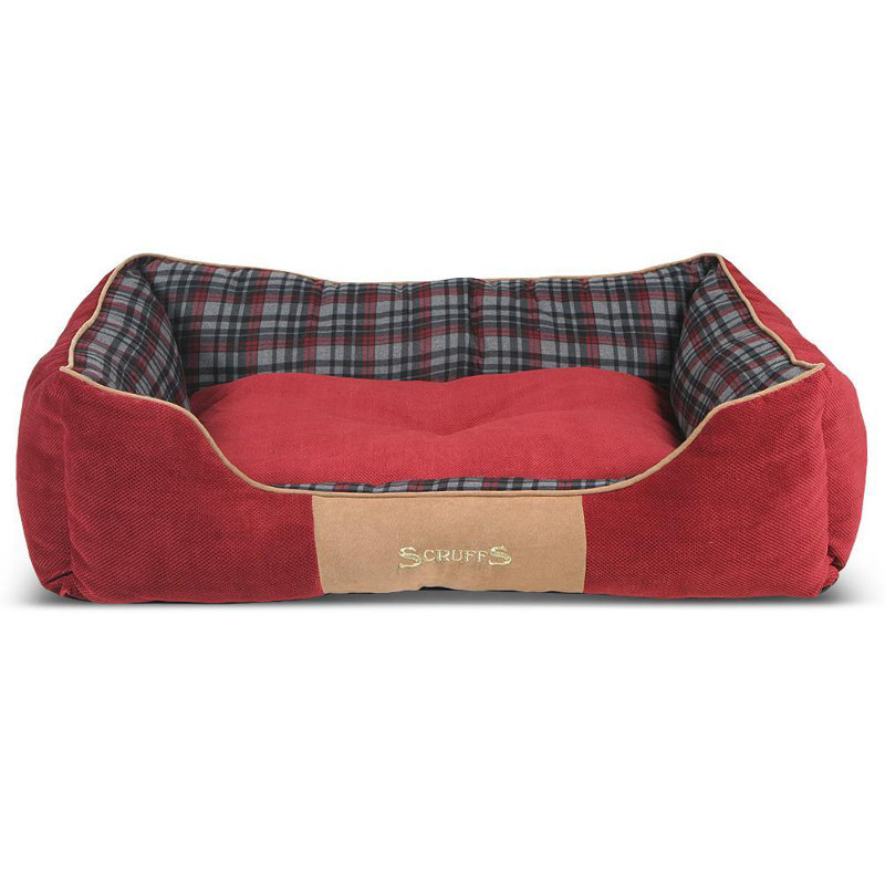 Highland Polyester Pet Bed, Red/Black/Brown, 16cm H x 50cm W x 40cm D