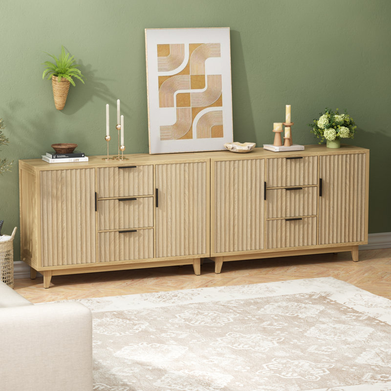 47.2" W Storage Cabinet With 3 Drawers, Oak