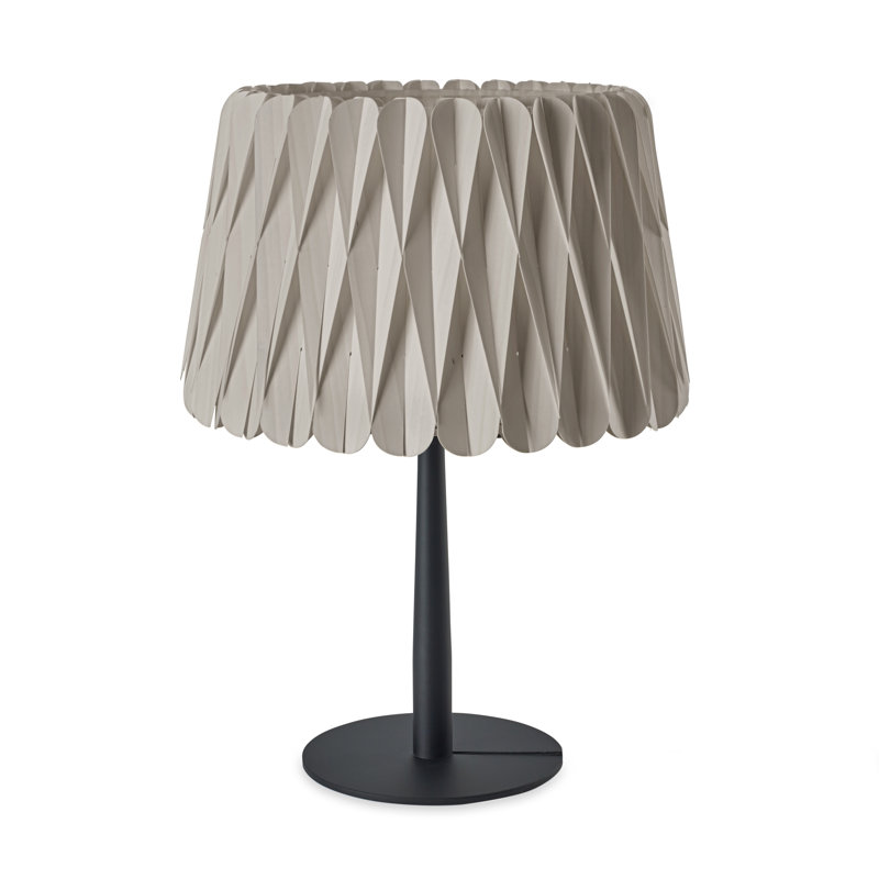 Lola Table Lamp, Natural Beech, Matte Black, 20.9" H x 15.4" W x 15.4" D