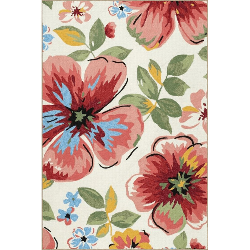 Tapis décoratif lavable à la machine rose, Sous-tapis rectangulaire de 3 pi 3 po x 4 pi 11 po