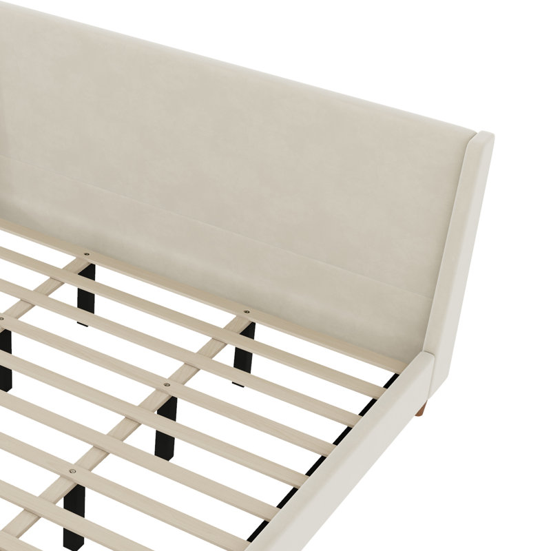 King Size Velvet Upholstered Platform Bed, King