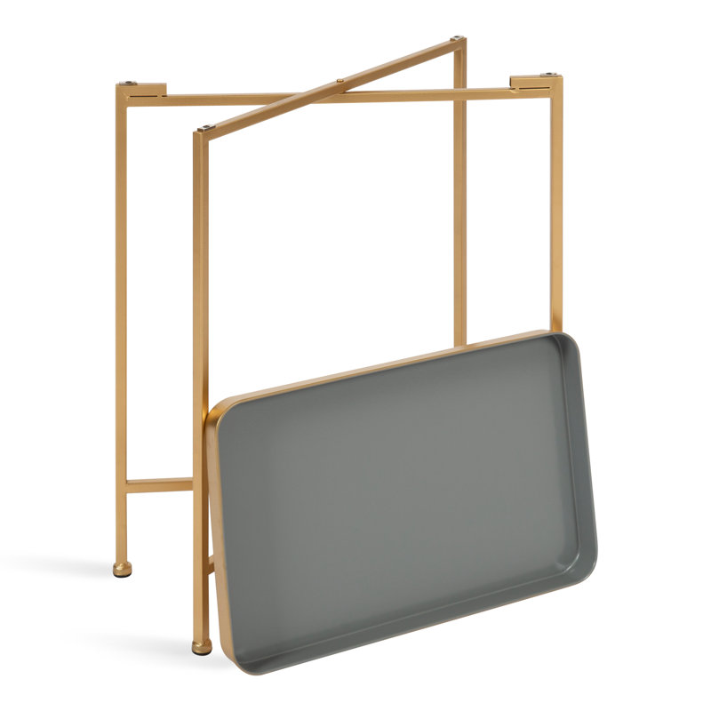 Ekta Tray Top End Table, Gray, Gold