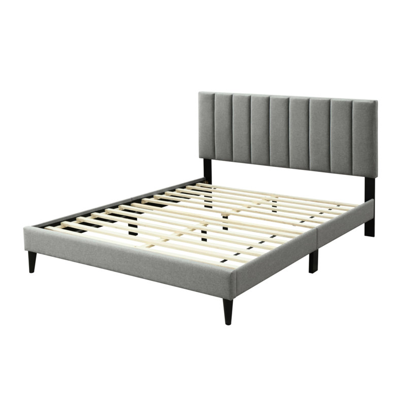 Lit simple dans une boîte avec fonctionnalité - tête de lit gris avec conception et texture rembourrées