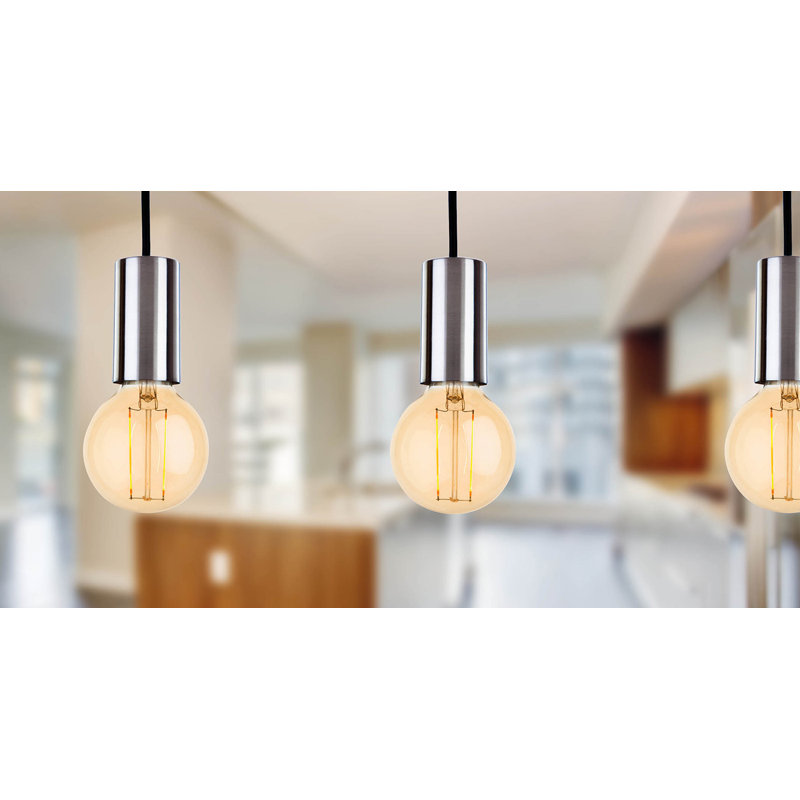 1 - Light Bulb Pendant, Brushed Steel