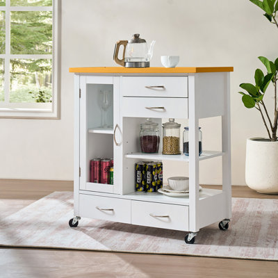 Chariot pour îlot de cuisine 31 "avec armoire vitrée