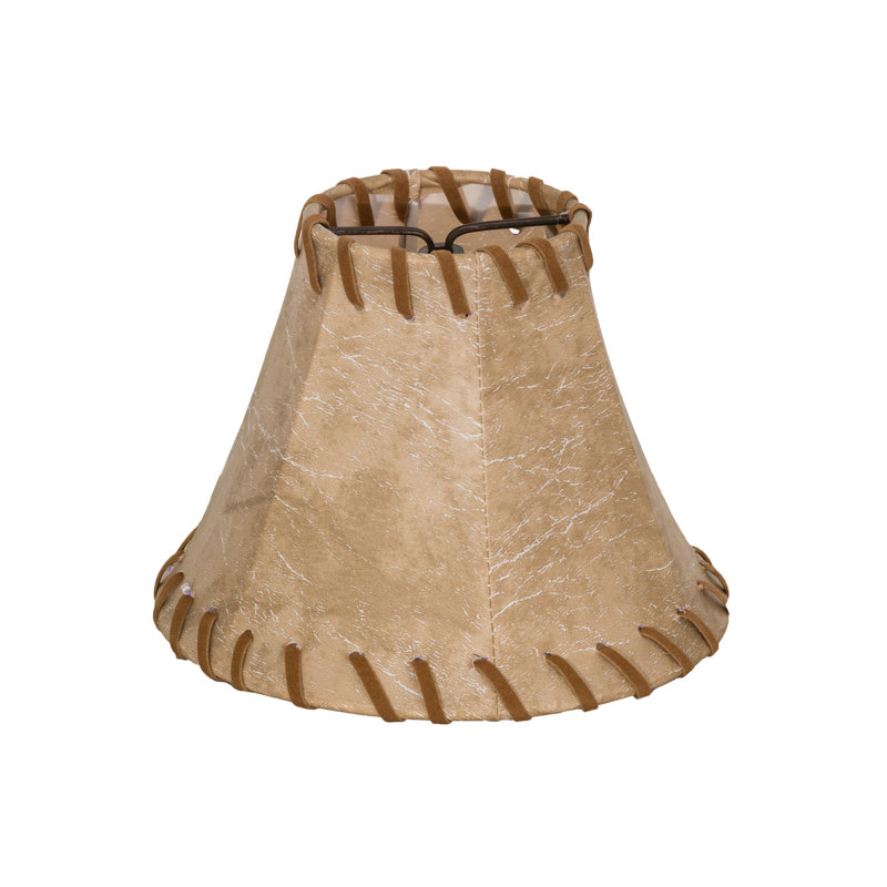 Abat-jour de remplacement hexagonal en similicuir brun clair de 6 po x H 4,5 po