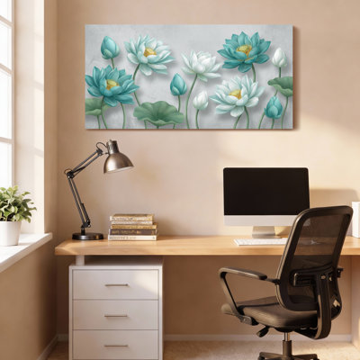 Fleurs de lotus, ensemble de 1 reproduction d'art sur toile tendue sur toile
