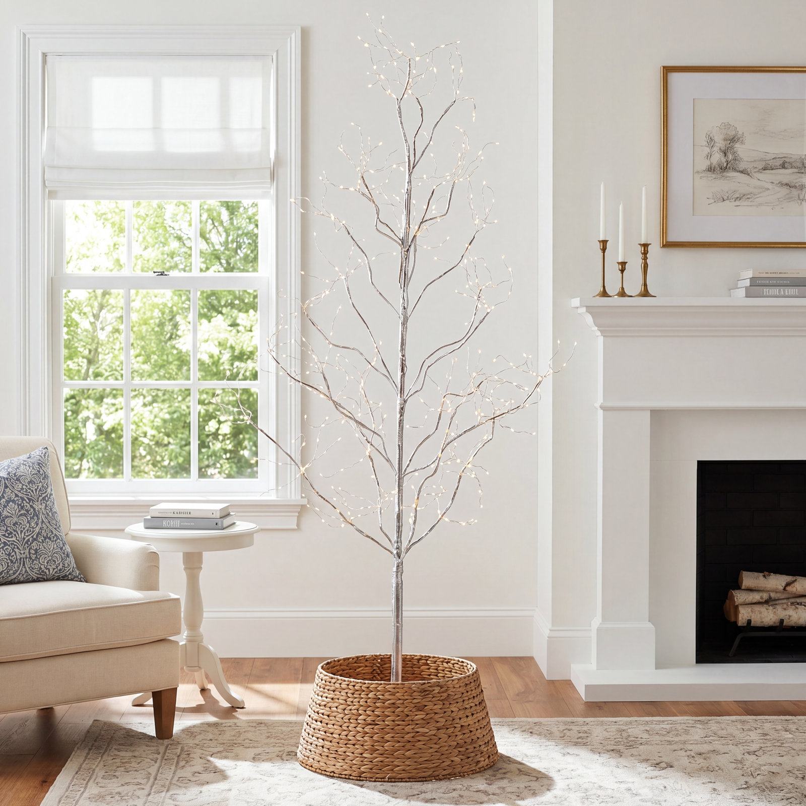 Silver 5' Pre-Lit Pine Christmas Tree