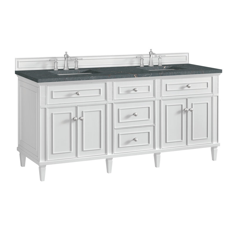 Lorelai 72 in. Double Vanity, Bright White, Parisien Bleu