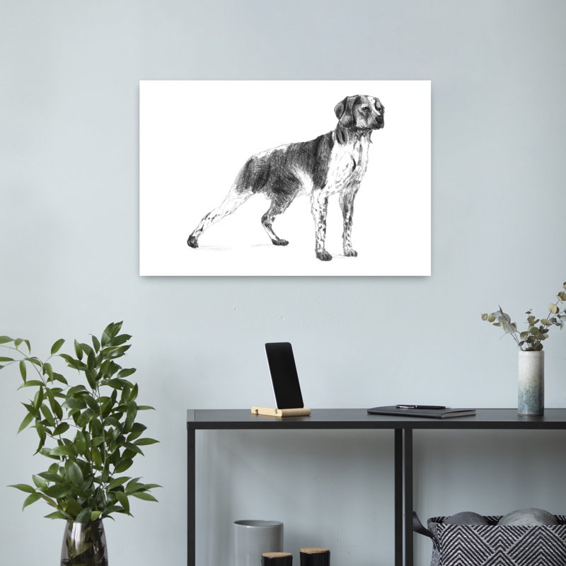 Portrait d'un chien de chasse classique, élégant et réaliste, impression d'art mural, H 16 po x l 24 po