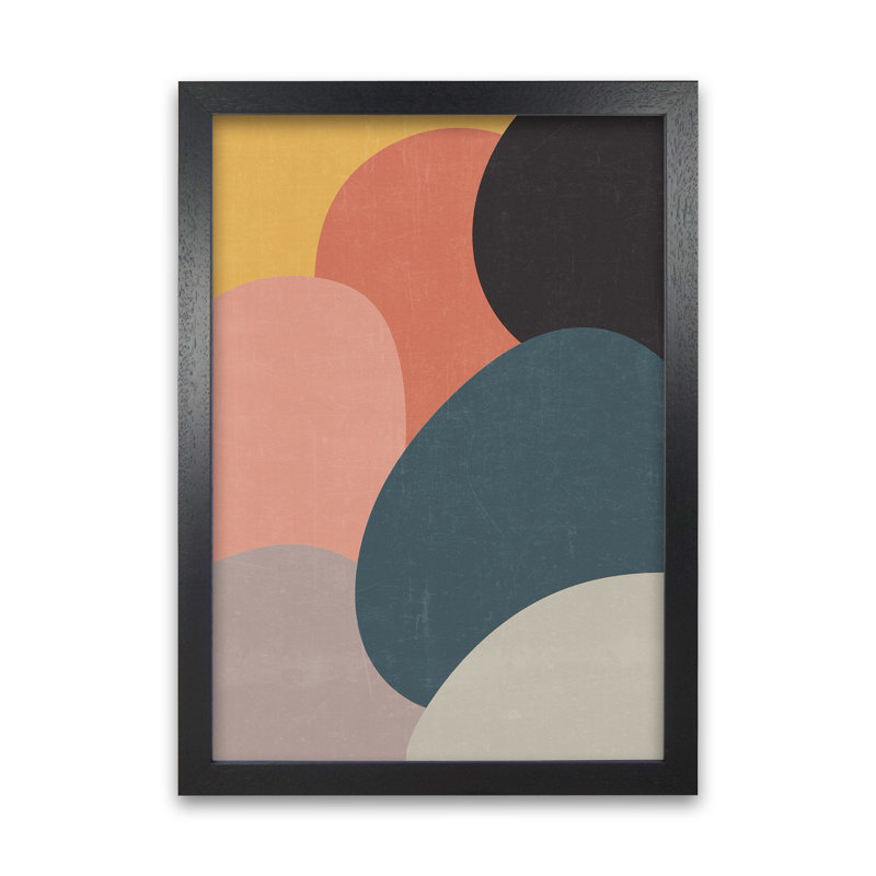 Colourful Abstract Shapes Original - Print, Black Frame, 42cm H x 30cm W x 3cm D