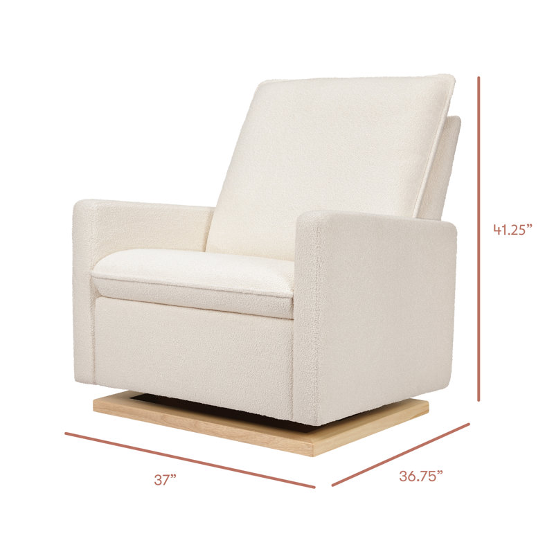 Chantilly Fleece Pillowback Glider with Light Wood Base