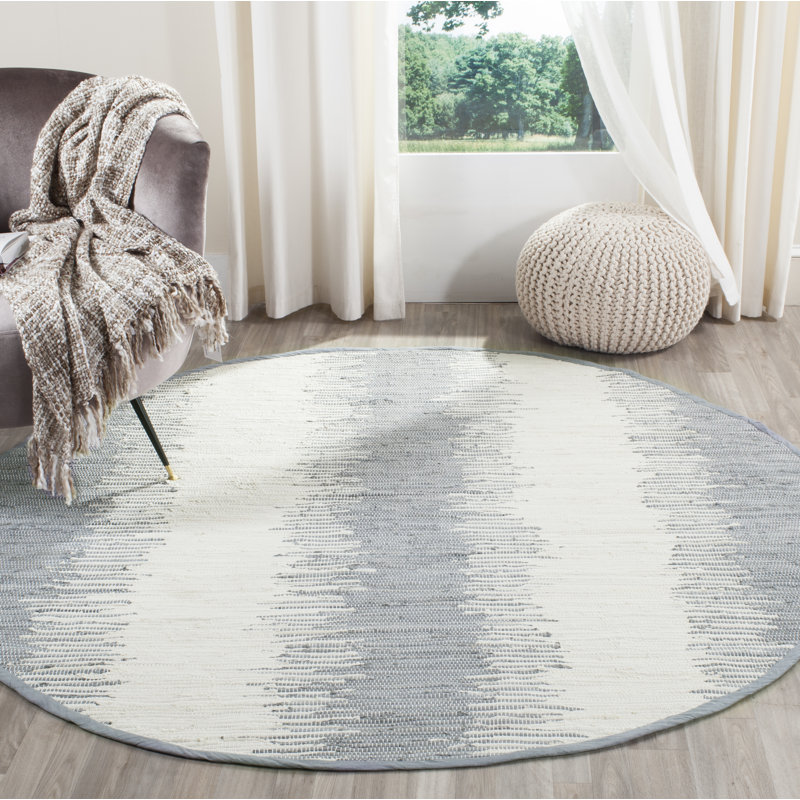 Cayman Hand Woven Cotton Striped Rug, Round 6'