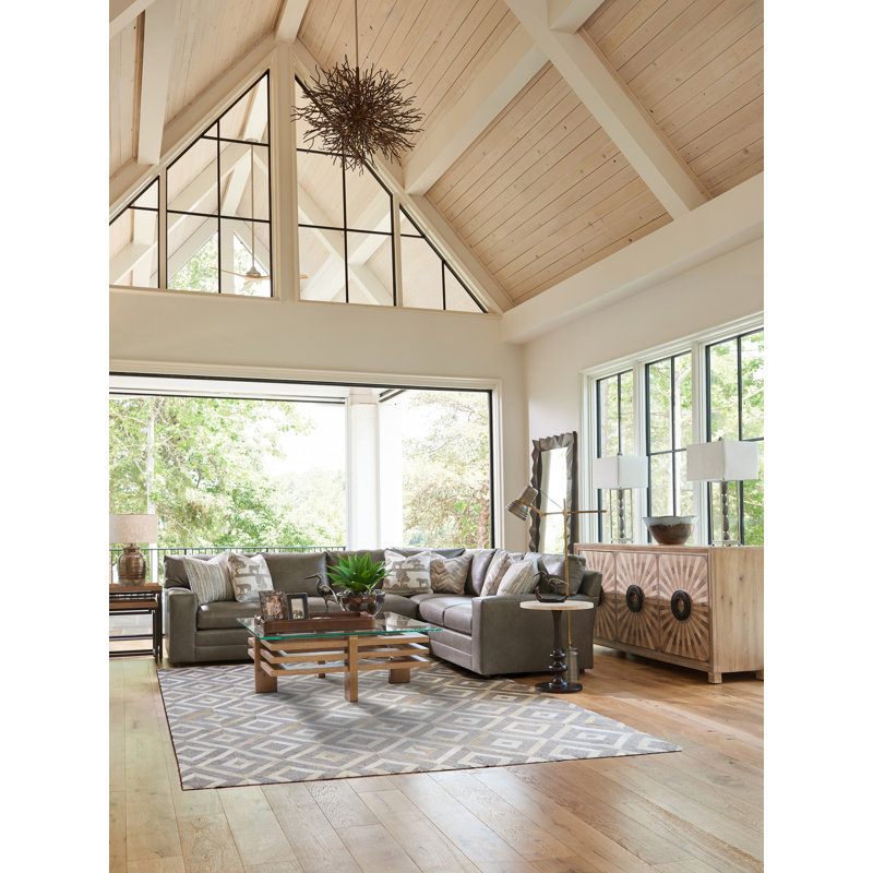 Bronze Geometric Oak Wood Rectangular Floor Mirror