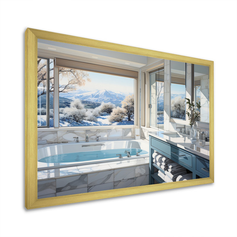Salle de bain impeccable et moderne - Art encadré pour salle de bain, H 16 po x l 32 po x P 1 po, Cadre doré simple