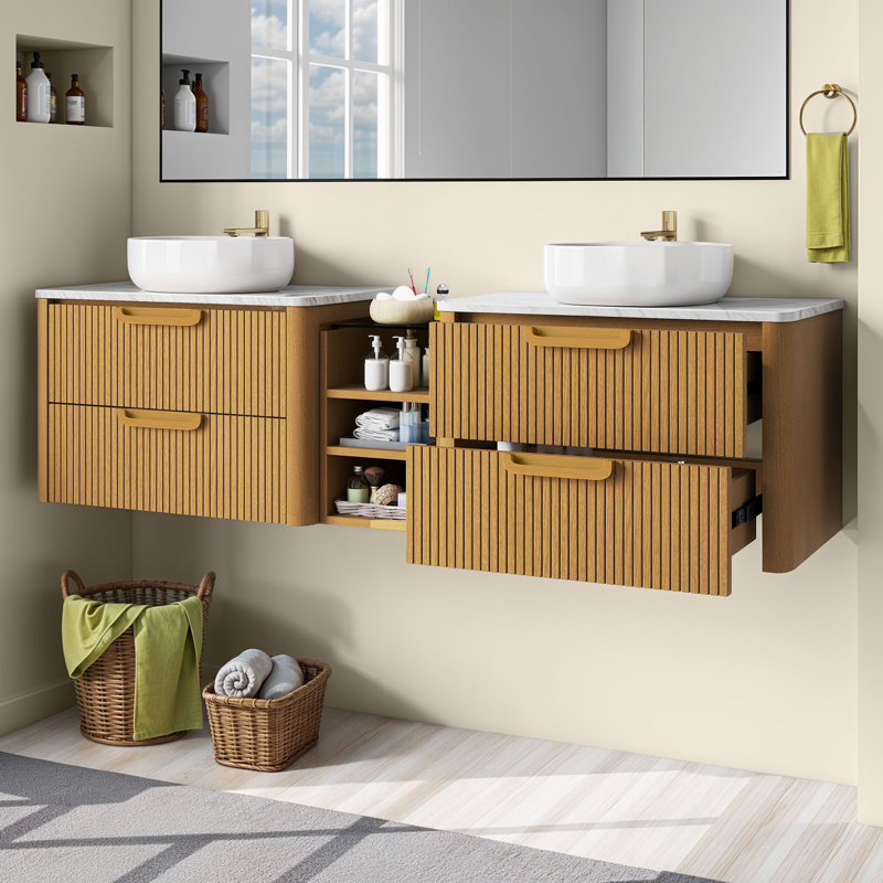  Meuble-lavabo flottant 71,6 po avec double cuve 71,6 po