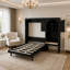 Lit escamotable Queen avec armoire latérale, bureau intégré et éclairage DEL-389367122