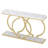 55.11” Modern White & Gold Faux Marble Console Table For Entryway Sofa Table