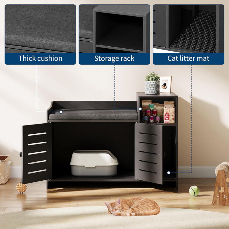 Enceinte cachée pour litière pour chat, Noir