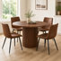 5-Piece Round Walnut Dining Table Set with Hidden Storage Pedestal