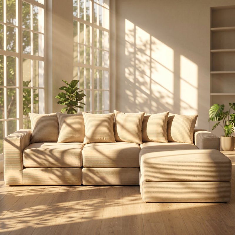 Canapé modulaire en velours côtelé l 10 po x P 63 po x H 31 po Haven
