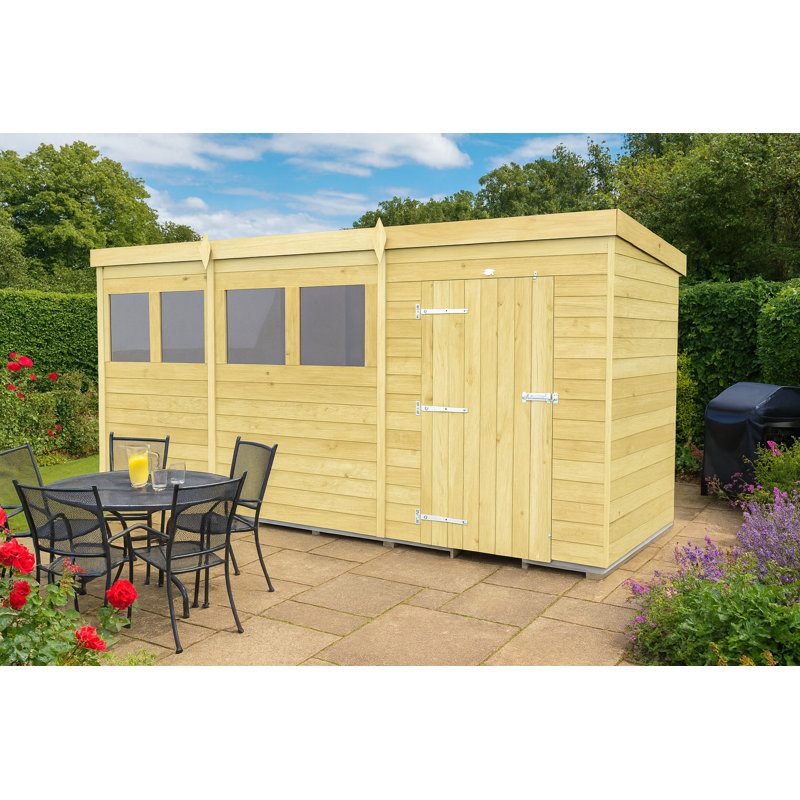 12ft x 4ft Pent Shed - Single Door with Windows