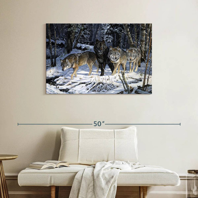 On The Night Trail - Wolves, 26" H x 39" W