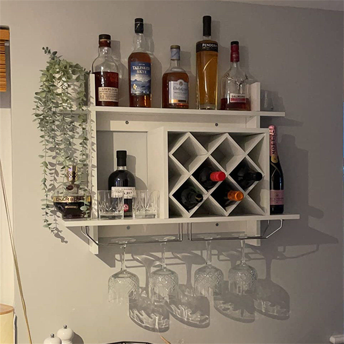 Ebern Designs Bobby-James Wall Mounted Wine Bottle & Glass Rack in ...