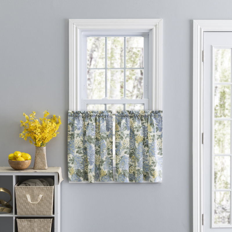 Levant Cotton Floral Tailored Cafe Curtain, 68" W x 24" L