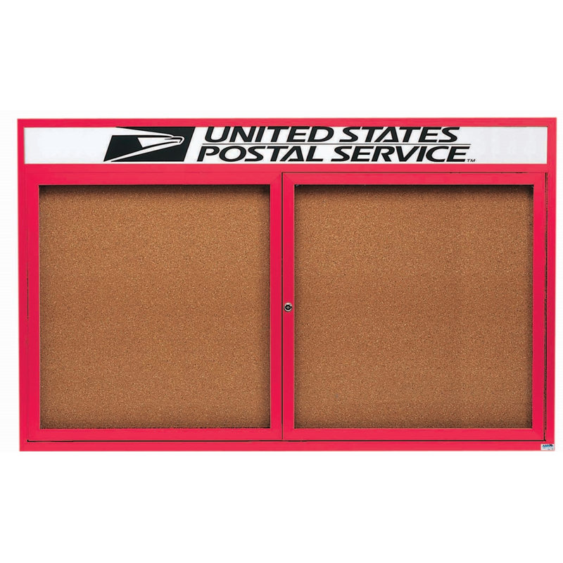 Tableau d'affichage mural illuminé et fermé, Rouge thermolaqué, Deux, H 36 po x l 60 po
