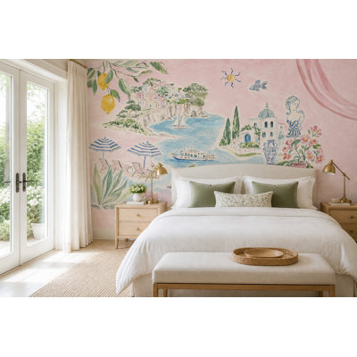 Mediterranean Wallpaper Coastal Removable Watercolor Wall Decor
