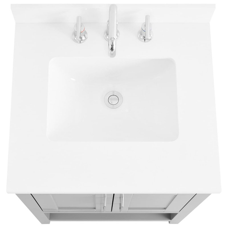 Sheraton 24" Freestanding Standard Single Bathroom Vanity with Top, Gray, Brushed Nickel