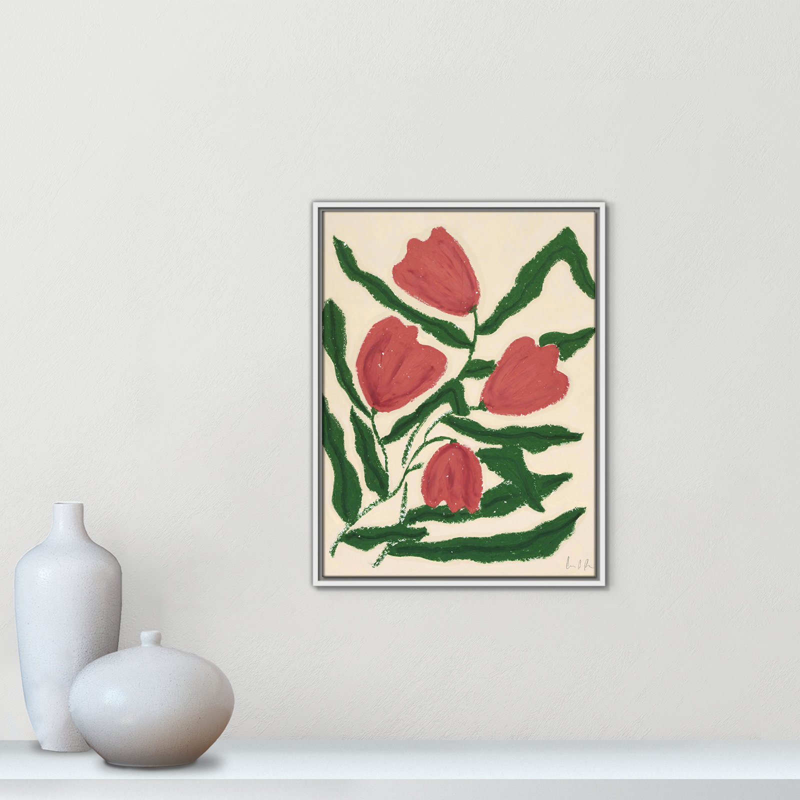 Red Tulips  Print by Camilla Bergqvist, 25.5" H x 19.5" W, White