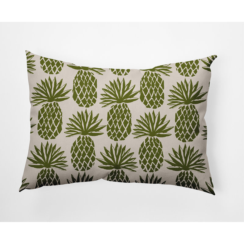 Coussin intérieur / extérieur Pineapple Stripes, 14 po x 20 po, Olive