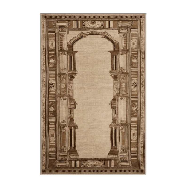 Tapis brun français lavable à la machine, Rectangle 8 pi x 12 pi