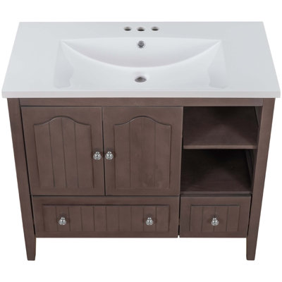 Meuble-lavabo sur pied simple 36 po avec comptoir en céramique 36 po
