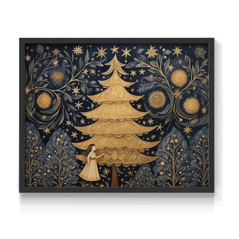 Chirstmas Art-CCCXCV -Framed Print - Restickable, H 8 po x l 10 po, Noir, noir, noir, noir