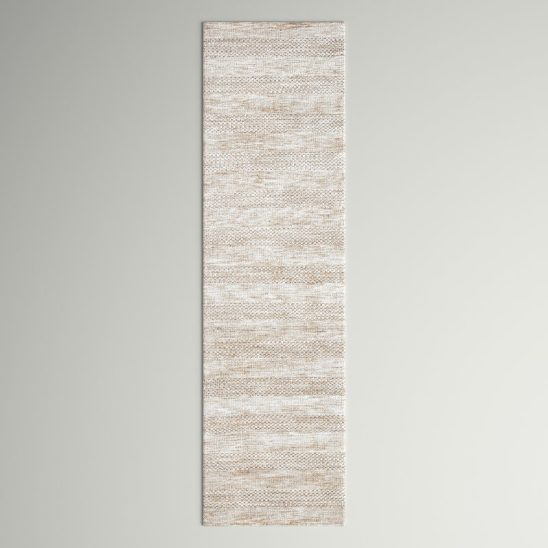 Tapis beige touffeté à la main Elliana, Tapis de couloir 2 pi 3 po x 8 pi