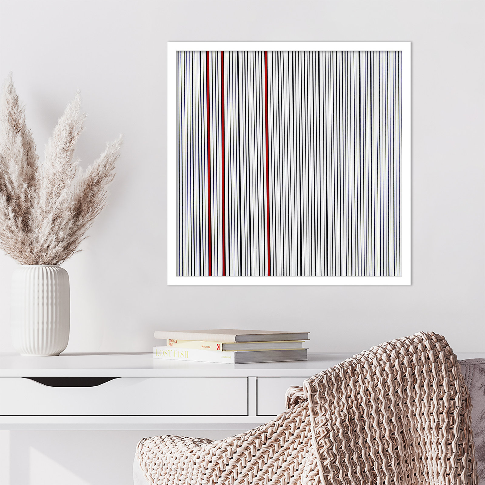 Mostly White Print by Alex Dunn, White, 21" H x 21" W x 1" D