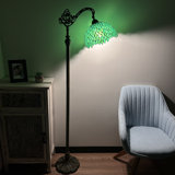 Fiecke Tiffany Floor Lamp Stained Glass Green Leaves LED Bulb Included Gooseneck 20"W*12"D*63"H