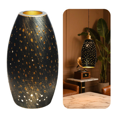 Remplacement de l'abat-jour du luminaire suspendu, hauteur de l'abat-jour en métal, diamètre 7,8 po, 4,7 po | Ensemble de 1 lampe de meuble-lavabo avec applique murale de forme ovale en bronze antique de 1-5 / 8 po