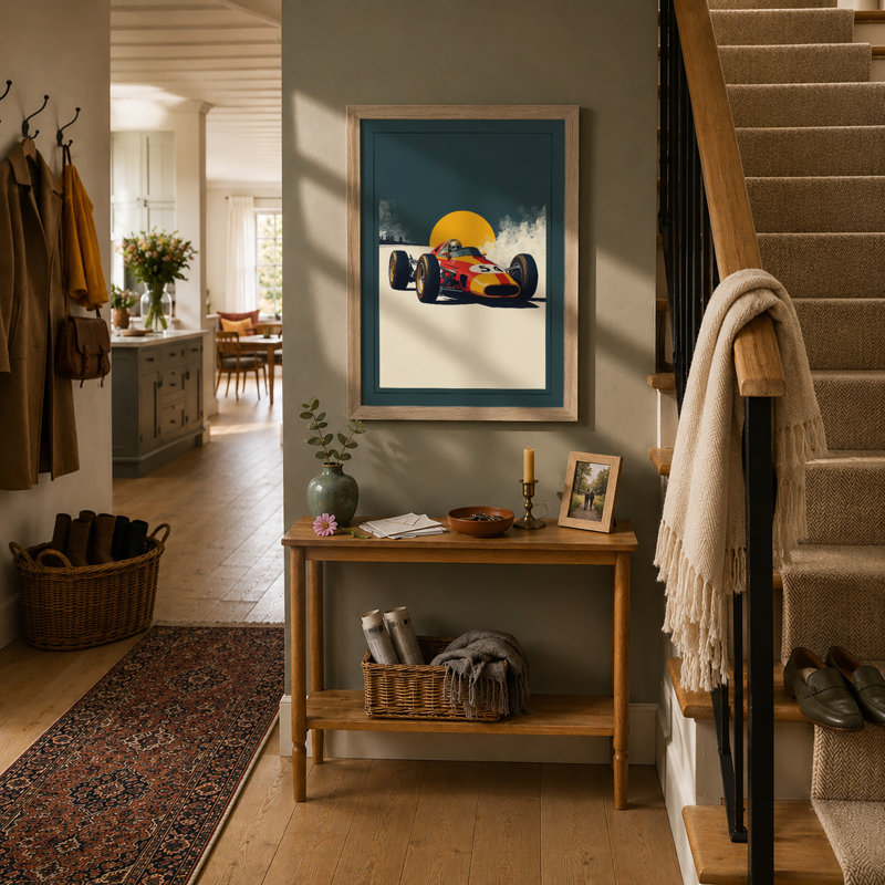 Speed and Sunlight Retro - Framed Print, Oak, A4 - 29.7 x 21.0 cm