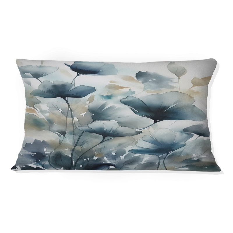 Coussin Blue Leaf Foliage And Flowers III - Leaves