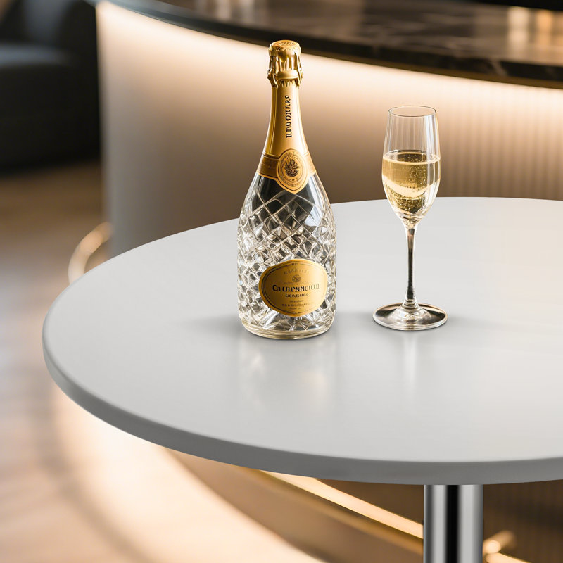 Table de bar ronde de 90 cm (35,5 po), pivotante à 360° et réglable en hauteur, style bistrot/pub, table de cocktail moderne avec piètement chromé