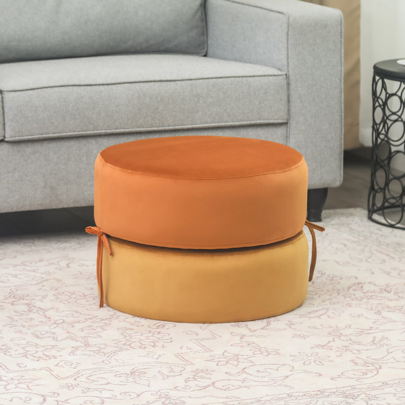 Lauraetta Upholstered Pouf, Orange