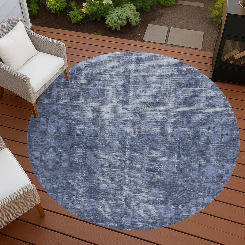Tapis intérieur / extérieur bleu marine Delaura, 2'3" x 7'6"