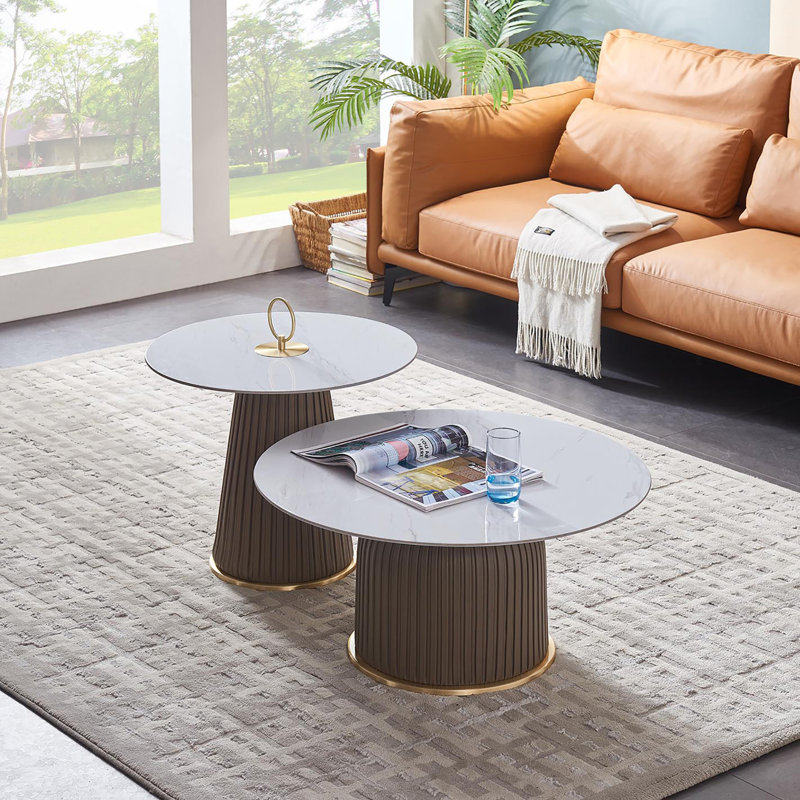 Glass Top Living Room Table Set